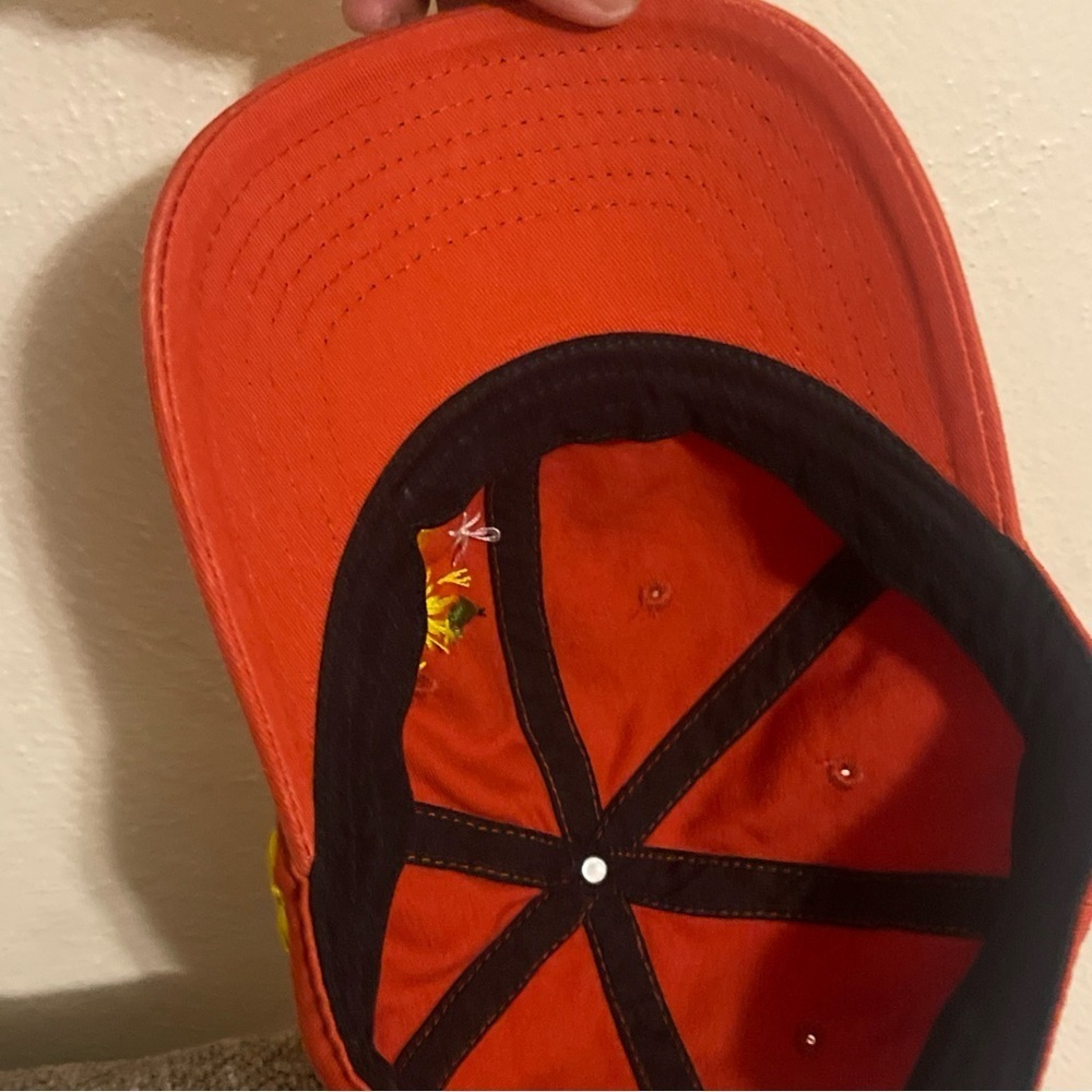 Embroidered Floral Orange Cap - Picture 6 of 8
